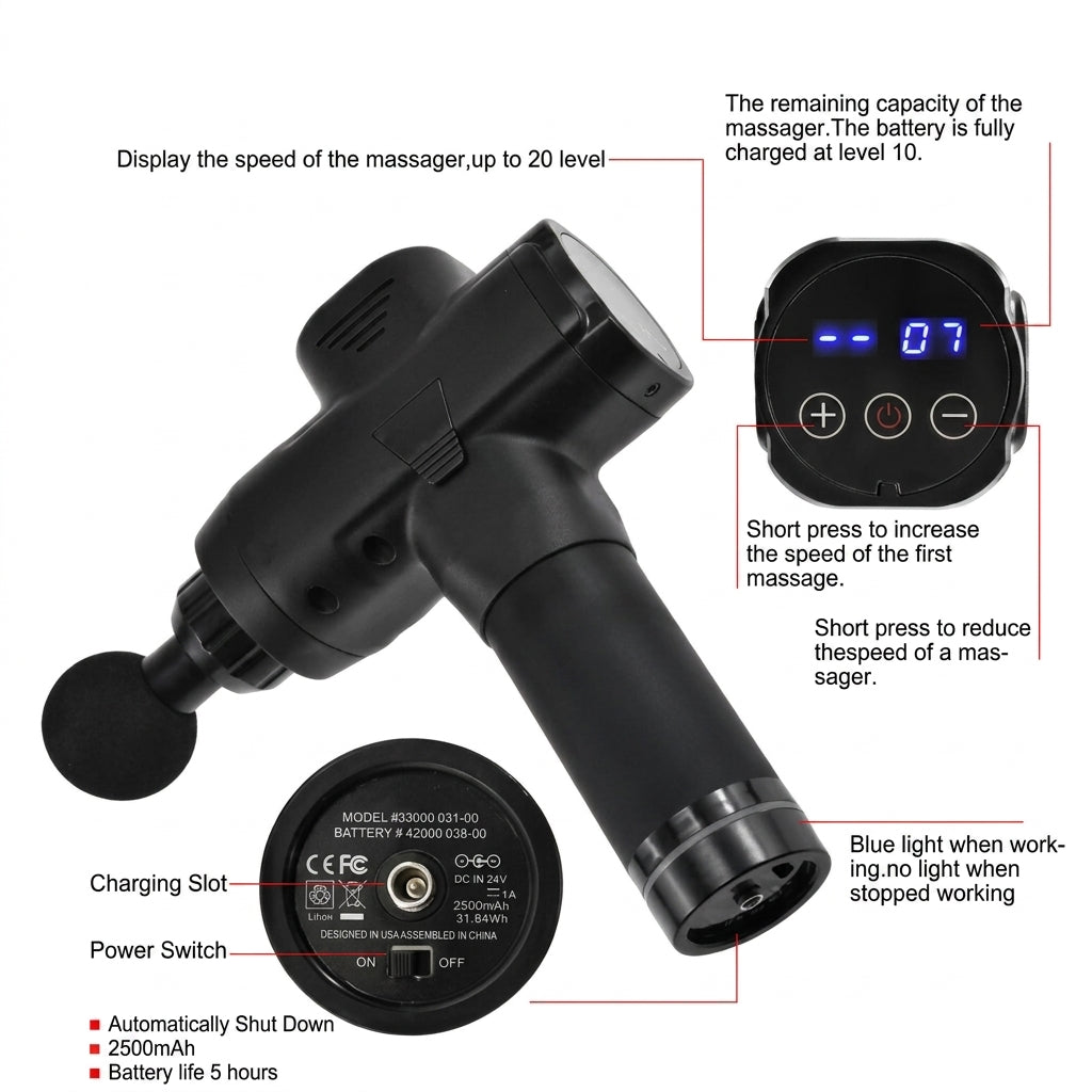 Pulsiora Premium – Pistolet de Massage Musculaire Professionnel, Technologie Percussion, ABS